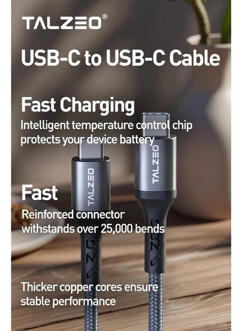 Talzeo USB‑C to USB‑C Fast Charging Cable 1m (3A) – PD 3.0 & QC 3.0 Type‑C Charger Cord for iPhone 15, Samsung Galaxy & Android Devices​ - Image 3