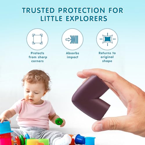 Supples Amazon Brand - Supples Baby Proofing Pre-Taped Corner Guards | Brown | Pack of 20 | Babyproof Foam Protectors for Sharp Corners | Non-Toxic, BPA Free | Tested As Per is 9873 Standards - Image 3