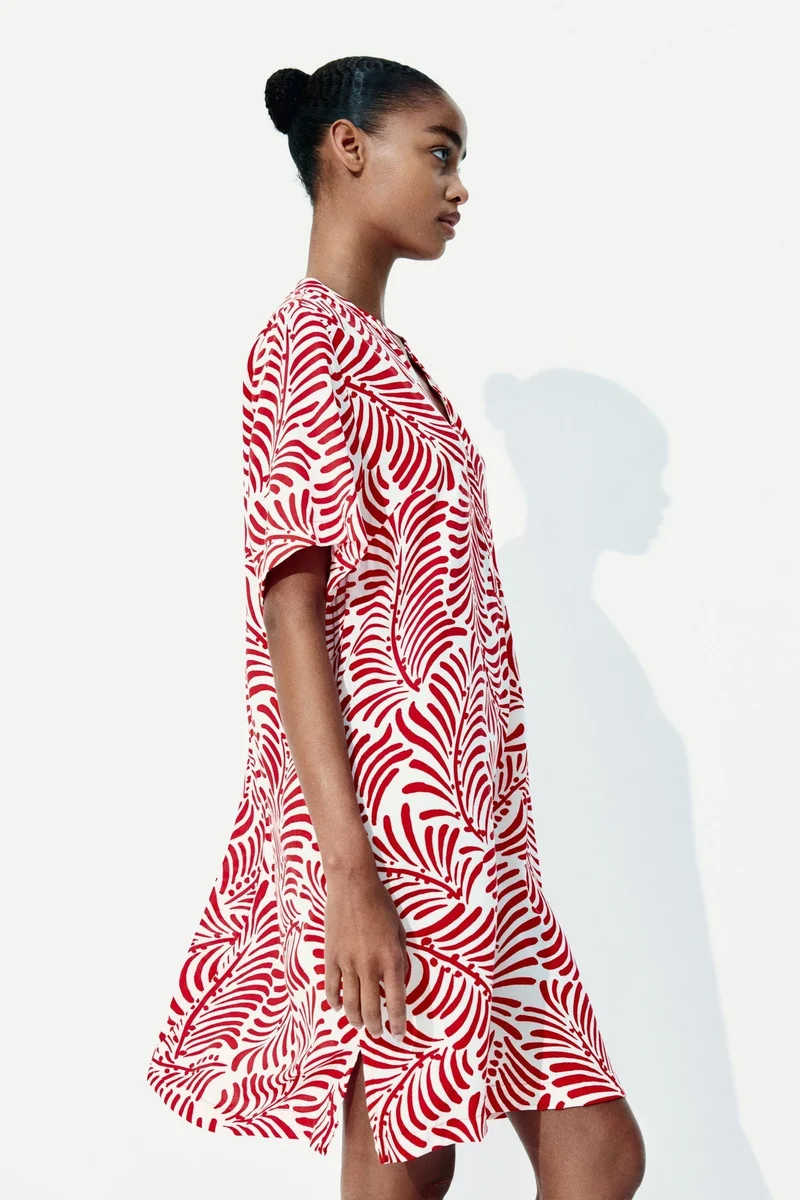 H&M Red Medium Viscose tunic dress for Women | Best Price UAE