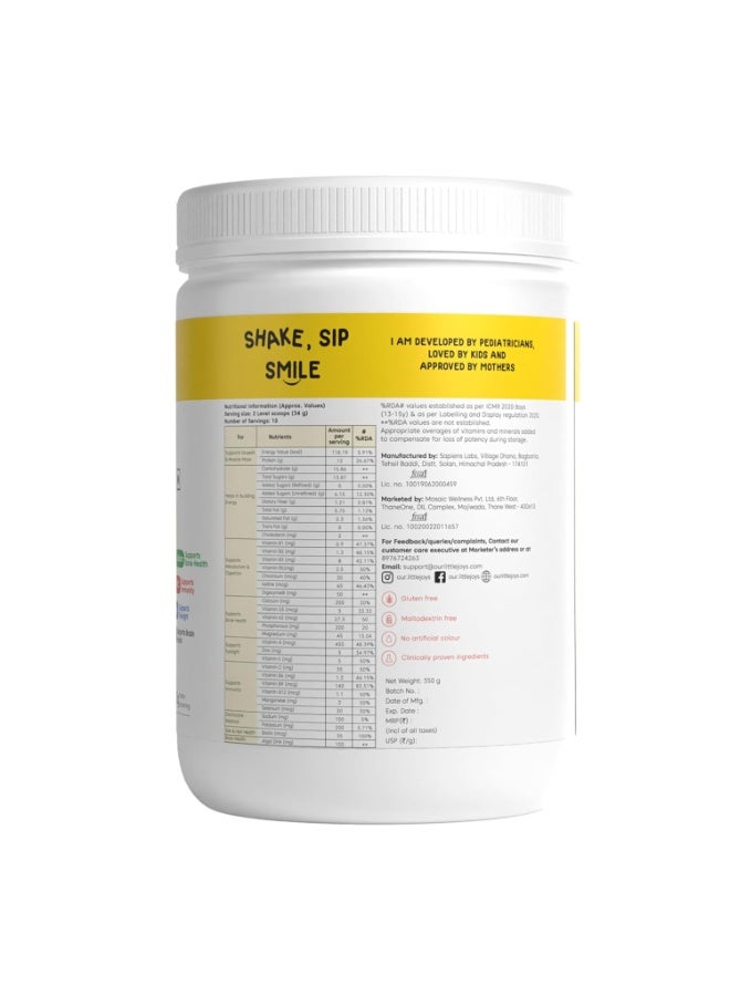 Little Joys Chocolate Nutrimix 13+ (350g) | Naturally Sweetened with Dates & Jaggery | With 23 Essential Vitamins & Minerals | 12g Protein per Serving | Supports Healthy Growth & Boosts Immunity | With Ragi, Millet, Almonds & Oats | Chocolate Flavour Nutrition Drink Powder - Image 2