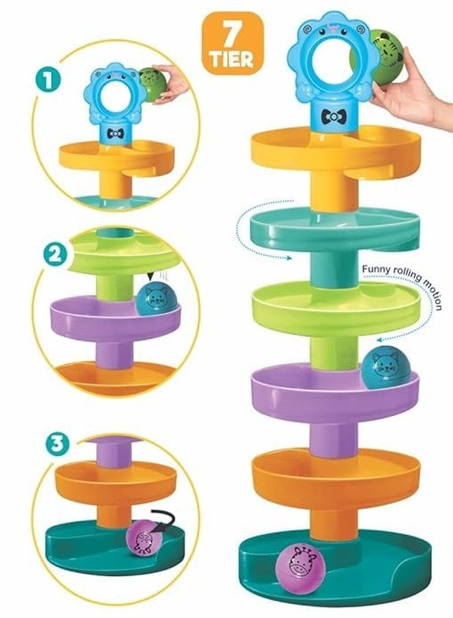 TOYSCAPE Cat Spiral Fun - A Roll Ball | Toy with 7 Multi Layer Ball Drop Tower | Run with Roll Swirling Ramps for Baby | Toddler Educational Development Toy Set | Age 2+ - Image 3