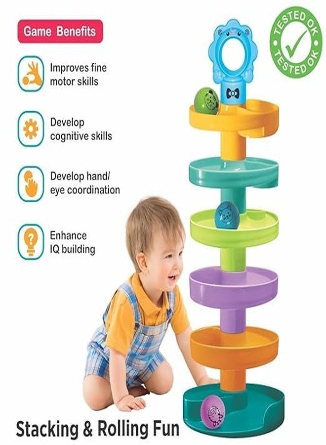 TOYSCAPE Cat Spiral Fun - A Roll Ball | Toy with 7 Multi Layer Ball Drop Tower | Run with Roll Swirling Ramps for Baby | Toddler Educational Development Toy Set | Age 2+ - Image 4
