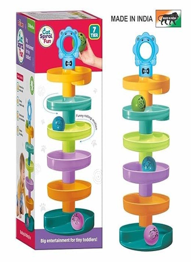 TOYSCAPE Cat Spiral Fun - A Roll Ball | Toy with 7 Multi Layer Ball Drop Tower | Run with Roll Swirling Ramps for Baby | Toddler Educational Development Toy Set | Age 2+ - Image 5