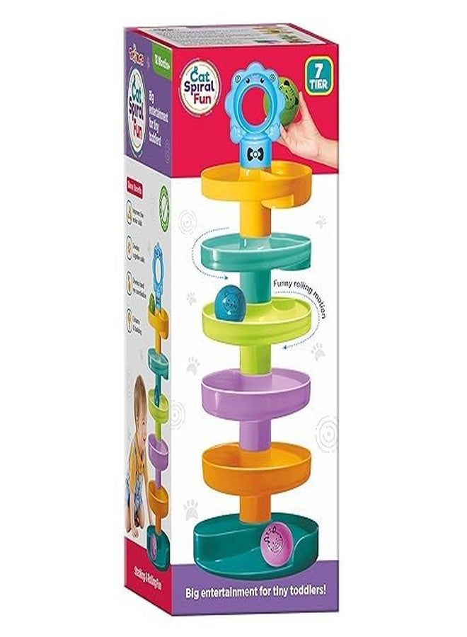 TOYSCAPE Cat Spiral Fun - A Roll Ball | Toy with 7 Multi Layer Ball Drop Tower | Run with Roll Swirling Ramps for Baby | Toddler Educational Development Toy Set | Age 2+ - Image 1