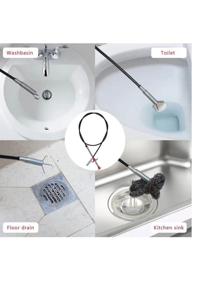 BAIG Toilet drain cleaner sticks clog remover cleaning tools 160cm spring pipe dredging tools for kitchen sink  - Image 4