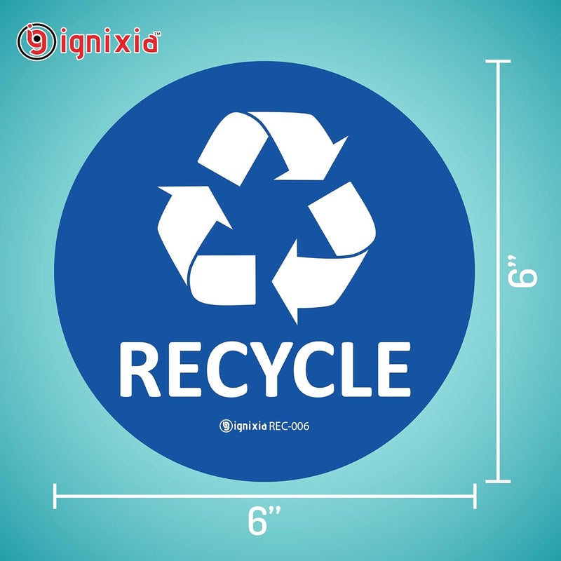 IGNIXIA Recycle Stickers for Trash Can, (Pack of 02) 6x6 Inches Large Blue (Blue and Black) - Image 3