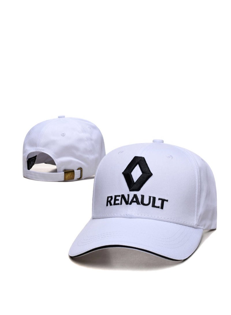 Renault White Cap: 3D Logo & Embroidered Branding