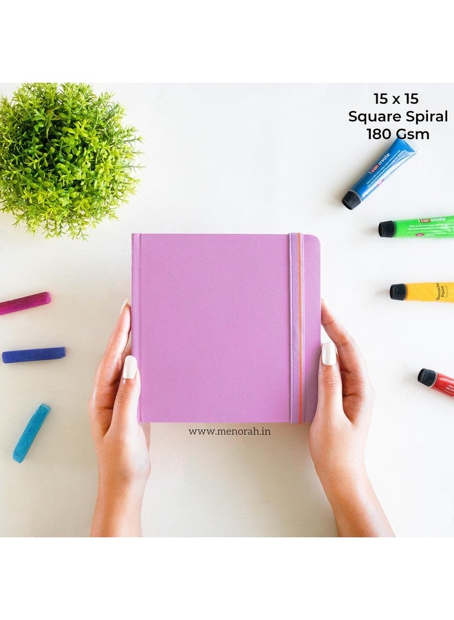 MENORAH دفتر رسم مائي MENORAH - كتاب رسم للفنانين - مربع - 180 جرام - دفتر رسم مربع - للرسم - غلاف صلب - 100 صفحة/50 ورقة - (15.0 × 15.0 سم) - لافندر - Image 2