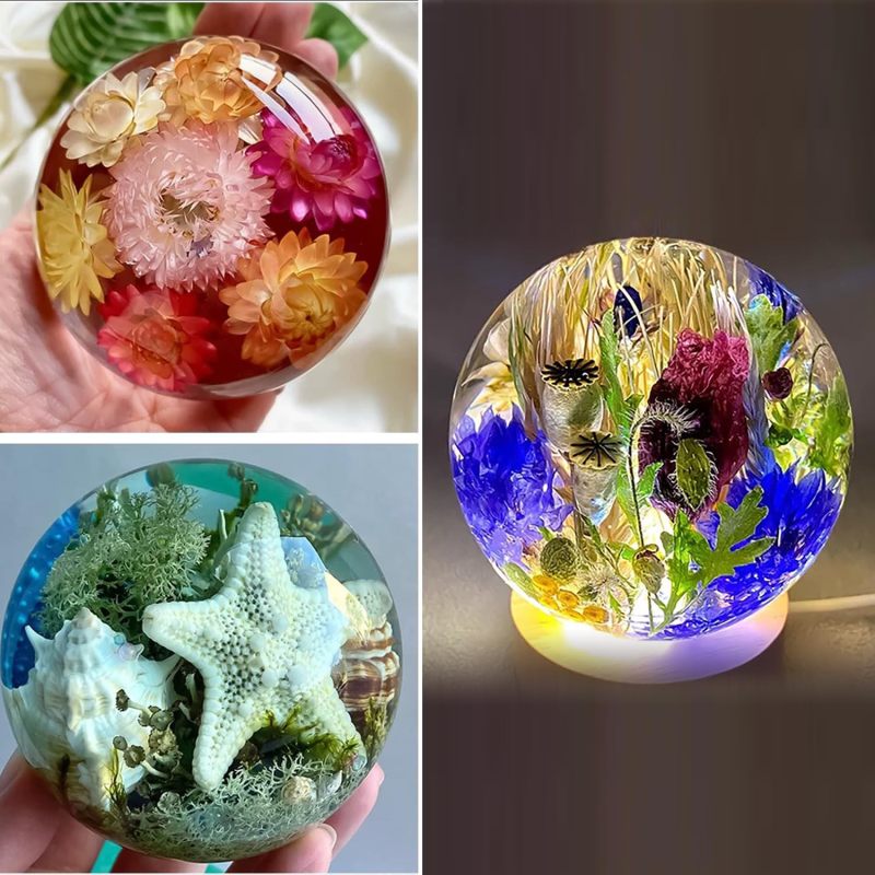 Silicone Resin Molds 8 Pc White Seamless 3D Epoxy Resin Molds - Large Spherical Resin Molds for Diy Craft Preservation - Image 5