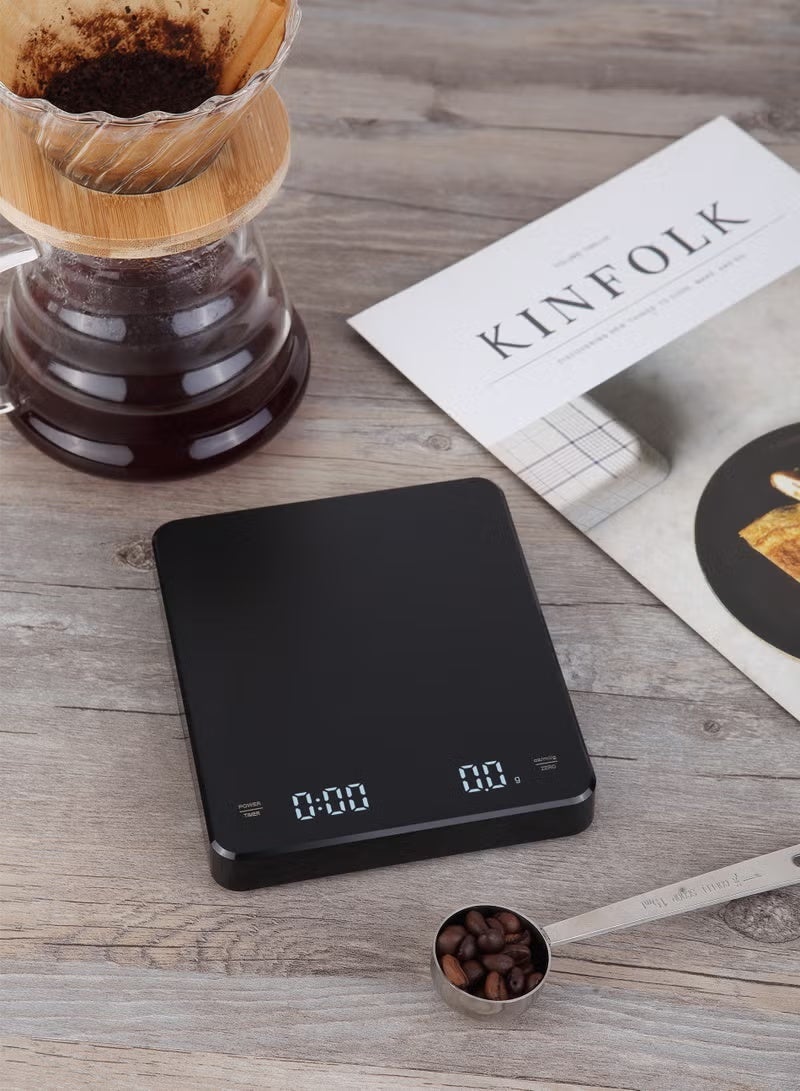 Digital coffee scale with timer, 3kg/0.1g rechargeable kitchen scale, with concealed screen, tare function and automatic on/off function, measuring units are grams/ounces/milliliters (black). - Image 5