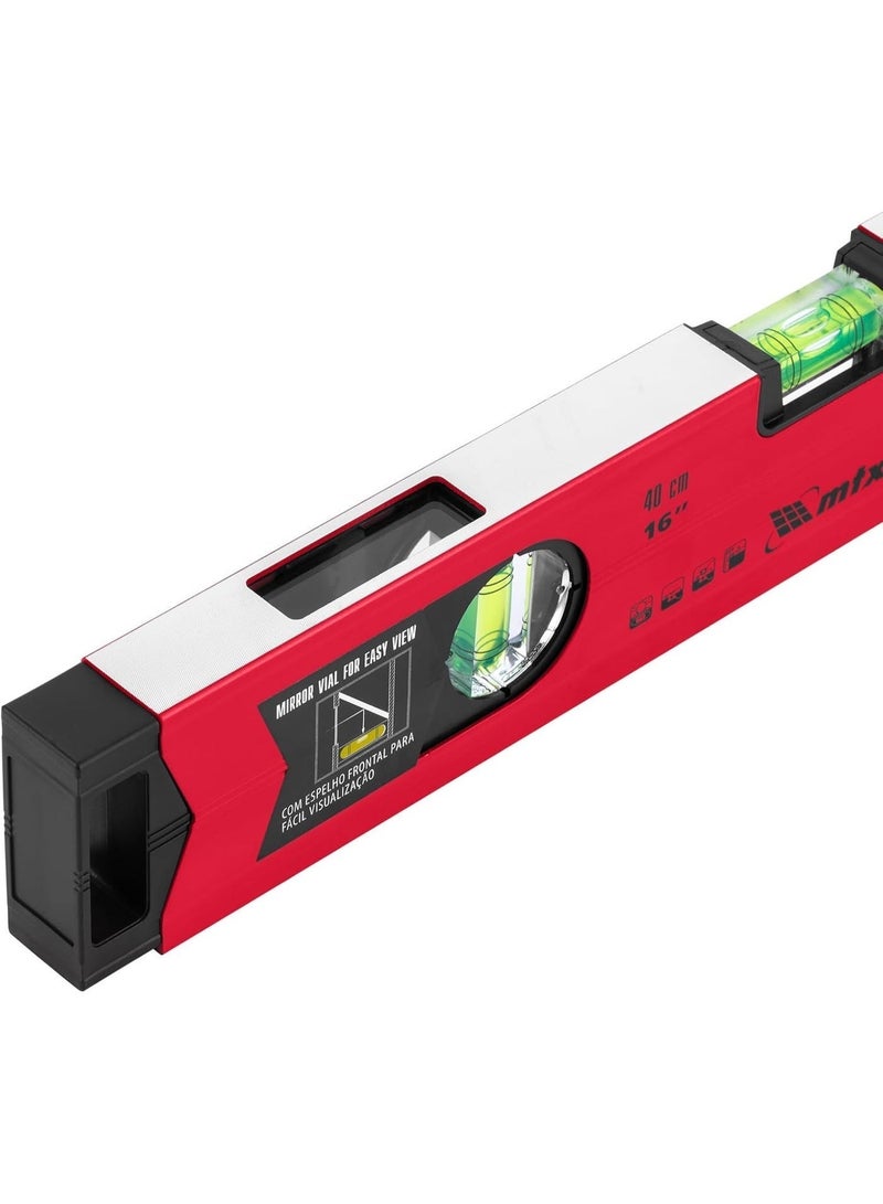 إم تي إكس مقياس المستوى المغناطيسي من الألومنيوم MTX، مطحون، 3 فتحات (مرآة واحدة)، مقوى (400 مم) - Image 5