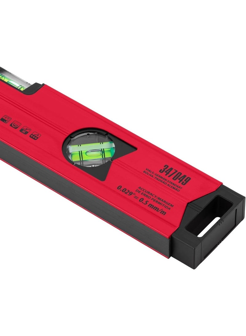 إم تي إكس مقياس المستوى المغناطيسي من الألومنيوم MTX، مطحون، 3 فتحات (مرآة واحدة)، مقوى (400 مم) - Image 4