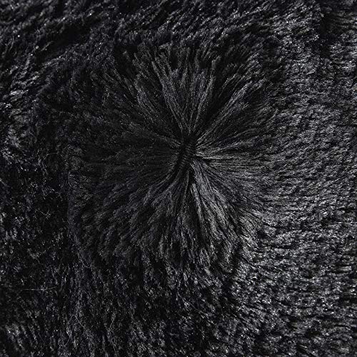 Uhamho Faux Fur Velvet Fluffy Bedding Duvet Cover Set Down Comforter Quilt Cover with Pillow Shams, Ultra Soft Warm (Black, King) - Image 3