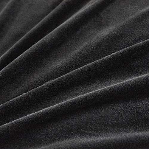 Uhamho Faux Fur Velvet Fluffy Bedding Duvet Cover Set Down Comforter Quilt Cover with Pillow Shams, Ultra Soft Warm (Black, King) - Image 4