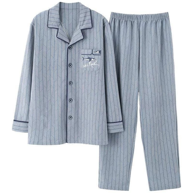 5A Antibacterial Cotton Men's Loungewear Set Checkered Loose Fit Plus Size - Image 1