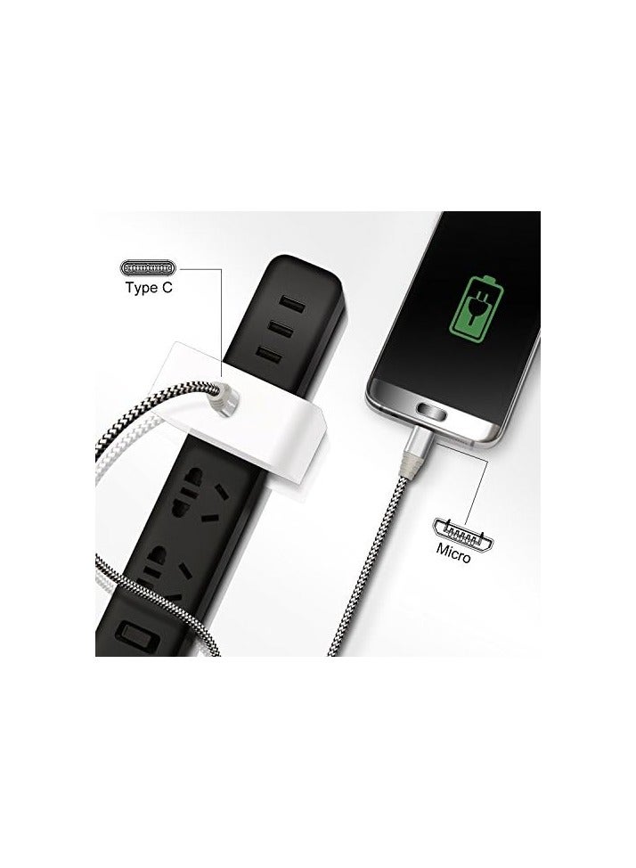 فاسجير كابل USB C إلى Micro USB [2 متر] سلك مجدول من النايلون من النوع C إلى Micro USB متوافق مع Galaxy S7/S7 وHTC One/10 والمزيد (2 متر، - Image 4