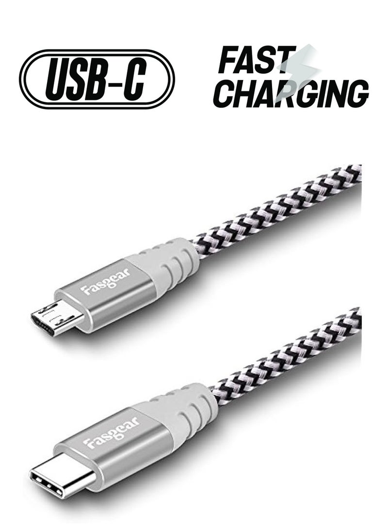 فاسجير كابل USB C إلى Micro USB [2 متر] سلك مجدول من النايلون من النوع C إلى Micro USB متوافق مع Galaxy S7/S7 وHTC One/10 والمزيد (2 متر، - Image 1