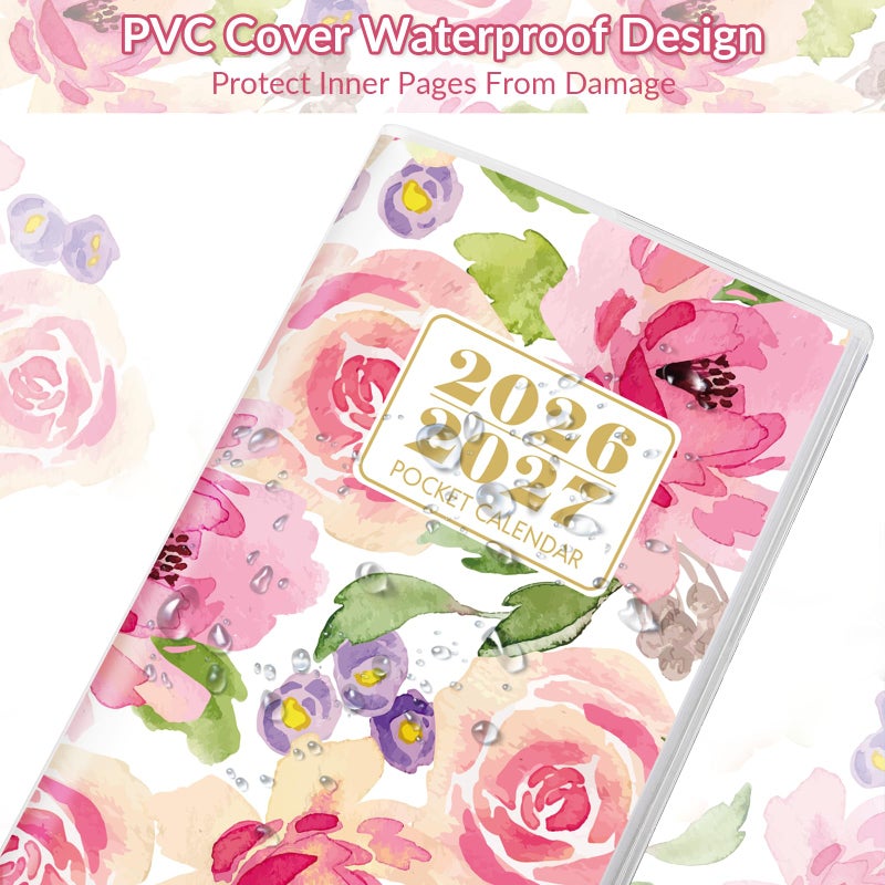 Zuozee Pocket Calendar 2026-2027, Purse Monthly Planner 2026-2027 - 6.7" x 3.7" - Runs from Janury 2026 Until December 2027, Pocket Planner 2026-2027 with PVC Cover for Planning, Organizing and Office - Image 5