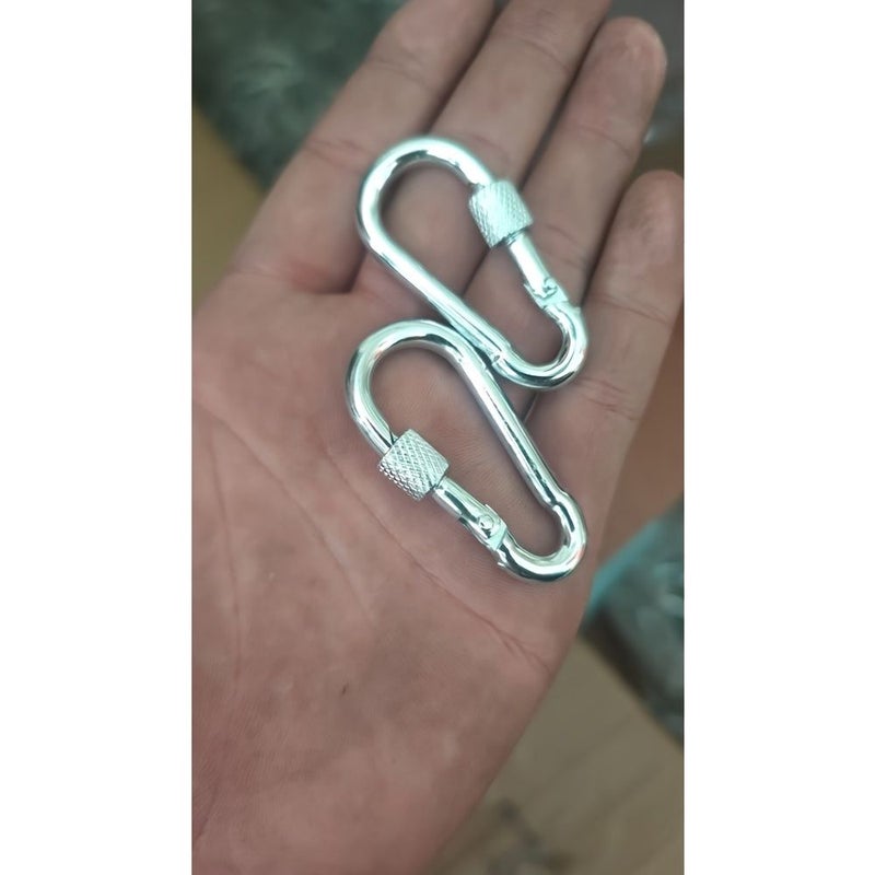 6 Pcs Stainless Steel Camping Hammock Spring Hooks for Hammock Hiking Dog Leash - Image 3