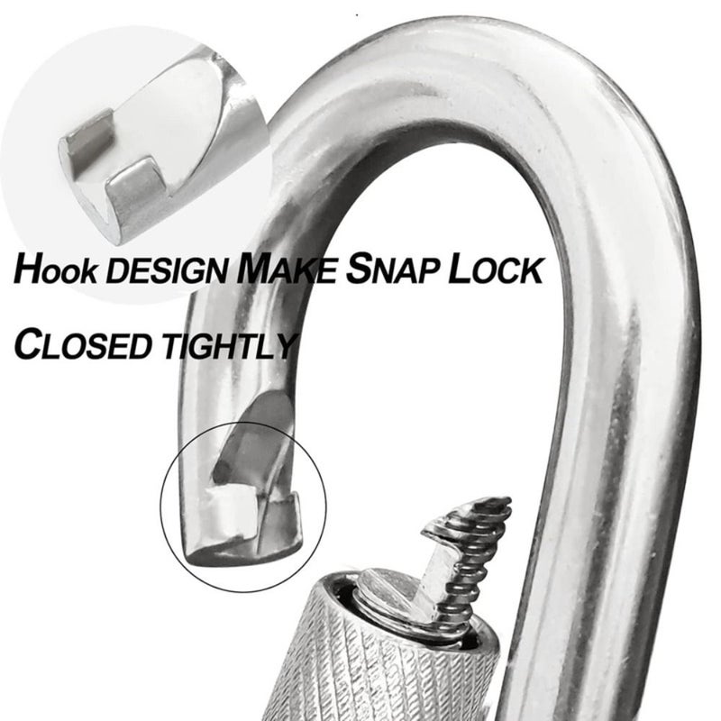 6 Pcs Stainless Steel Camping Hammock Spring Hooks for Hammock Hiking Dog Leash - Image 5