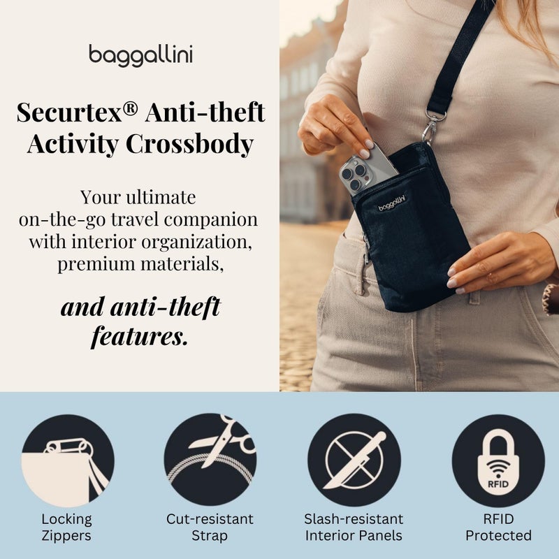 Baggallini Securtex Anti-theft Activity Crossbody Bag for Women - Small Purse Crossbody Handbag with Locking Zipper Pull - Image 2