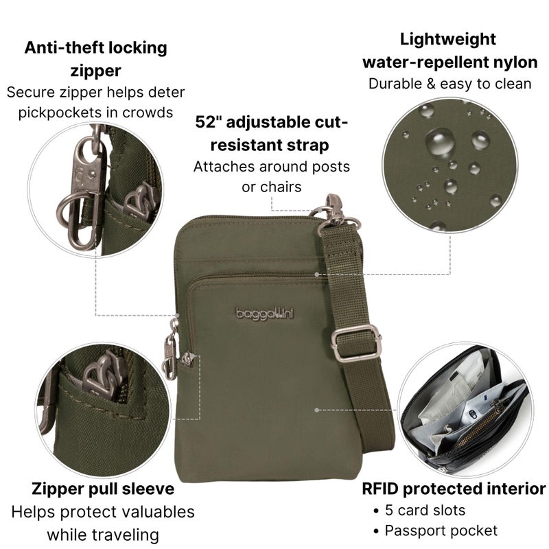 Baggallini Securtex Anti-theft Activity Crossbody Bag for Women - Small Purse Crossbody Handbag with Locking Zipper Pull - Image 3