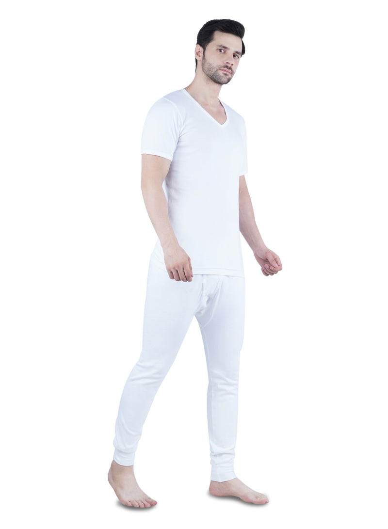 WHITE LEAF Men's V-Neck Undershirt Vest Half Sleeve 3PCS Pack – 100% Combed Cotton Breathable Comfortable Innerwear - White - Image 2