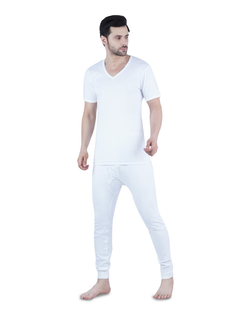WHITE LEAF Men's V-Neck Undershirt Vest Half Sleeve 3PCS Pack – 100% Combed Cotton Breathable Comfortable Innerwear - White - Image 5