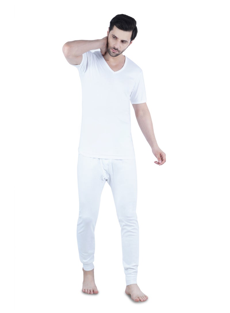 WHITE LEAF Men's V-Neck Undershirt Vest Half Sleeve 3PCS Pack – 100% Combed Cotton Breathable Comfortable Innerwear - White - Image 4