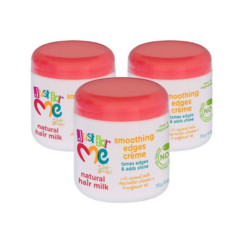 Just For Me Natural Hair Milk Smoothing Edges Creme, Tames Edges & Adds Shine, With Coconut Milk, Shea Butter, Vitamin E & Sunflower Oil, 6 Ounce (3 Pack) - Image 1