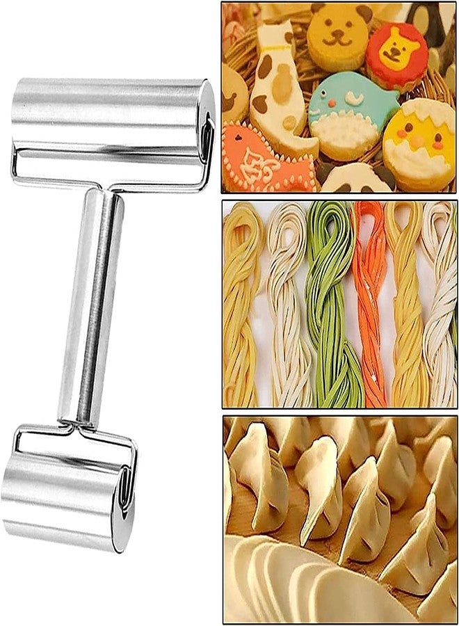 Sampton Pizza Pastry Baking Dough Roller Rolling Pin Stainless Steel Dual Roller, Non-Stick Flour Stick Pastry Pasta Convenience Kitchenware Tools - Image 4