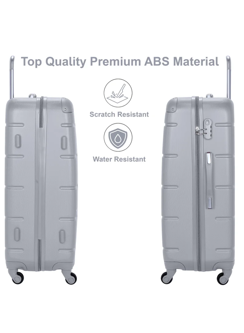 Senator Silver Hard Case Travel Bag Large Luggage Trolley ABS Lightweight Suitcase with 4 Spinner Wheels A1012 Silver  | Best Price UAE