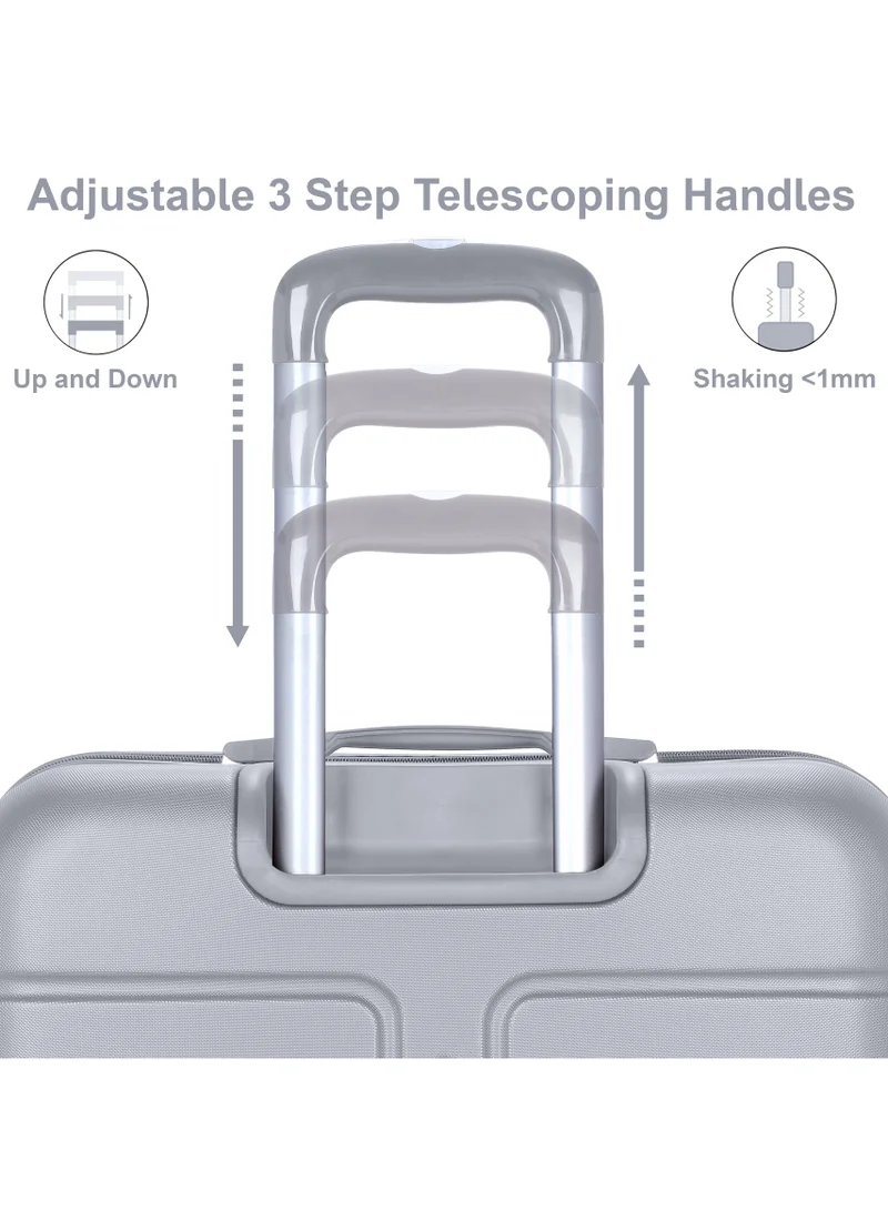Senator Silver Hard Case Travel Bag Large Luggage Trolley ABS Lightweight Suitcase with 4 Spinner Wheels A1012 Silver  | Best Price UAE