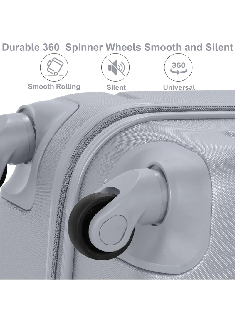 Senator Silver Hard Case Travel Bag Large Luggage Trolley ABS Lightweight Suitcase with 4 Spinner Wheels A1012 Silver  | Best Price UAE