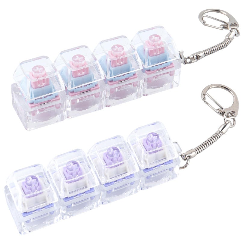TYRIXKI 2 Pcs Keyboard Fidget Toy Loud Clicky Keyboard Fidget Keychain 4in1 Keyboard Decompression Button Finger Clicker Toys Button Stress Relief Fidget to Relief Stress - Image 3