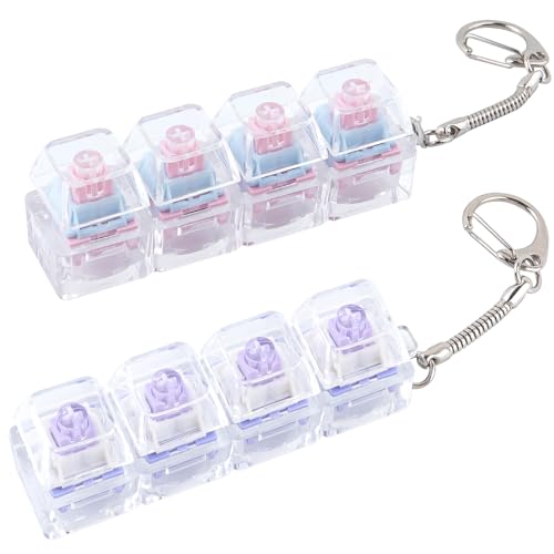 TYRIXKI 2 Pcs Keyboard Fidget Toy Loud Clicky Keyboard Fidget Keychain 4in1 Keyboard Decompression Button Finger Clicker Toys Button Stress Relief Fidget to Relief Stress - Image 1