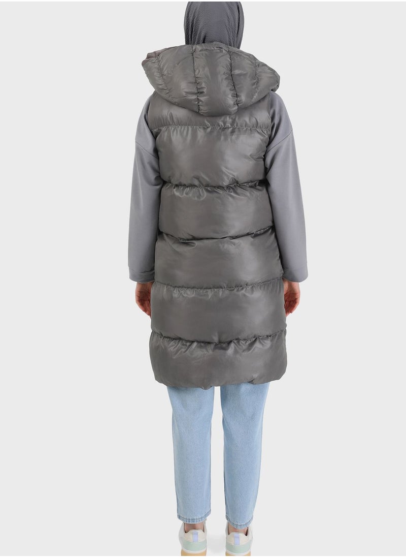 Refka by modanisa - Hooded Pocket Detail Vest - Image 1