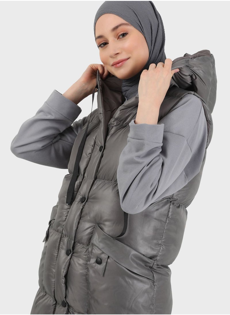 Refka by modanisa - Hooded Pocket Detail Vest - Image 1