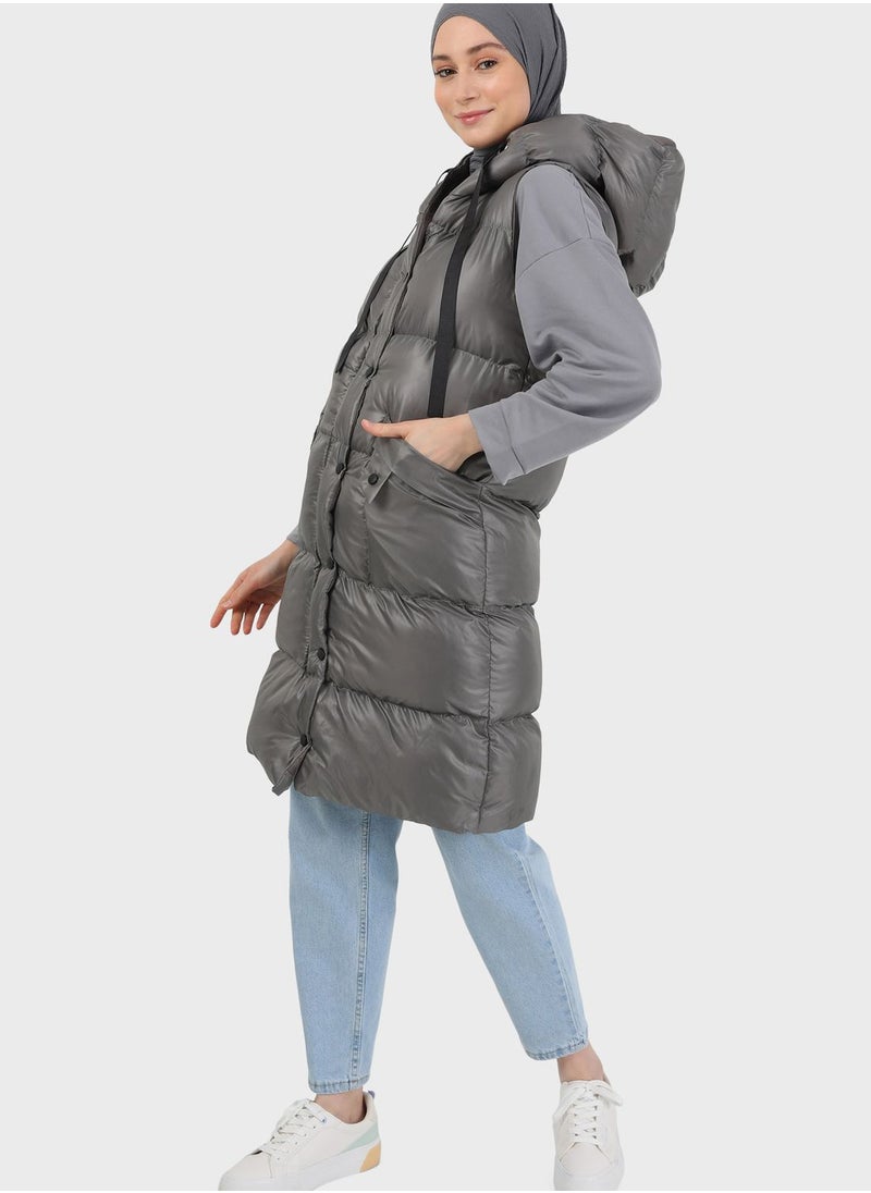 Refka by modanisa - Hooded Pocket Detail Vest - Image 1