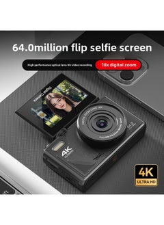 Digital Camera HD Digital Camera 64 Million Micro Single Rotating Screen Camera WIFI Mobile Phone Beauty-Body Color:Black +32g Memory Card