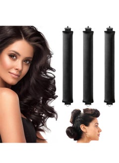 KASTWAVE Heatless Hair Curler 3 Pack Black Flexi Rods with Hook Heatless Curling Rod for All Hair Types No Heat Curlers to Sleep In Overnight Heatless Curls for Blowout Hair  - Image 1