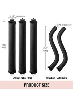 KASTWAVE Heatless Hair Curler 3 Pack Black Flexi Rods with Hook Heatless Curling Rod for All Hair Types No Heat Curlers to Sleep In Overnight Heatless Curls for Blowout Hair  - Image 3