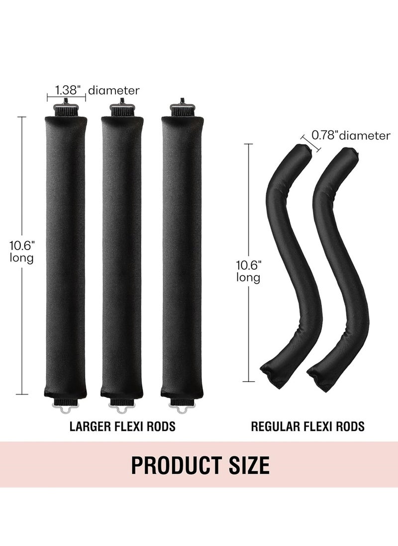 KASTWAVE Heatless Hair Curler 3 Pack Black Flexi Rods with Hook Heatless Curling Rod for All Hair Types No Heat Curlers to Sleep In Overnight Heatless Curls for Blowout Hair  - Image 3