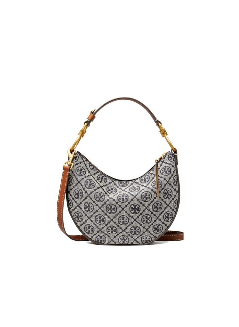 Burch Tory Burcht T Monogram printed detachable crescent crossbody tote bag - Image 1
