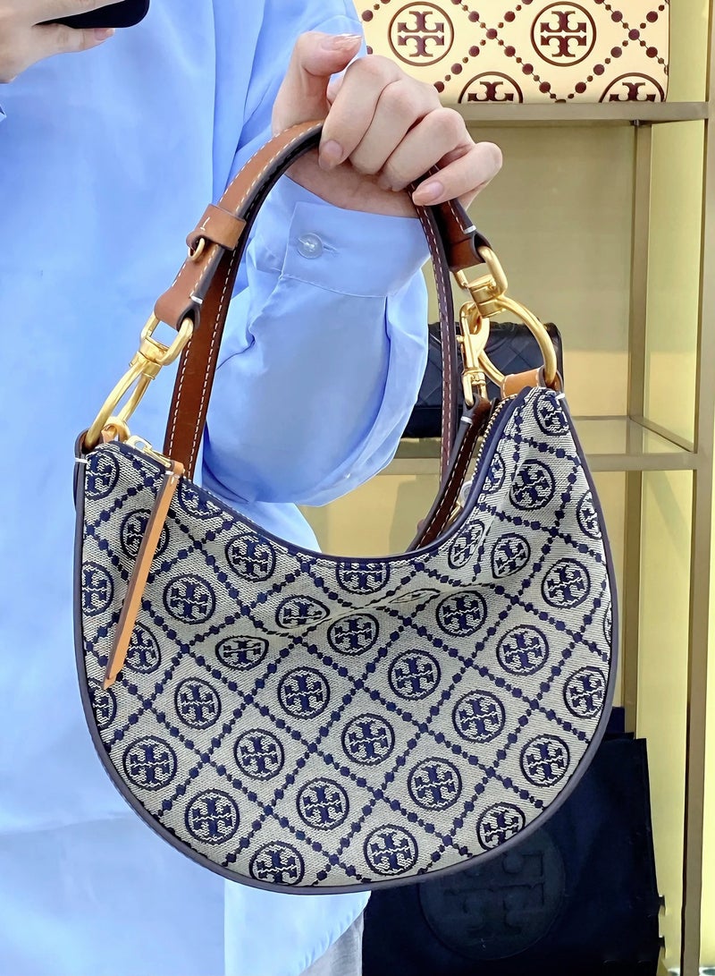 Burch Tory Burcht T Monogram printed detachable crescent crossbody tote bag - Image 4