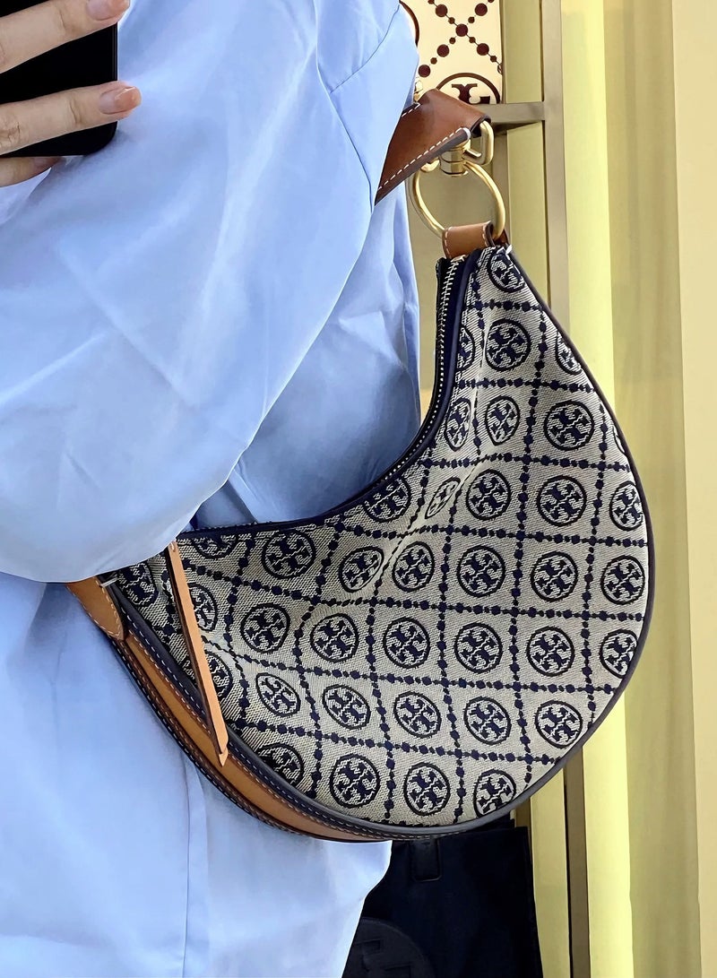 Burch Tory Burcht T Monogram printed detachable crescent crossbody tote bag - Image 3