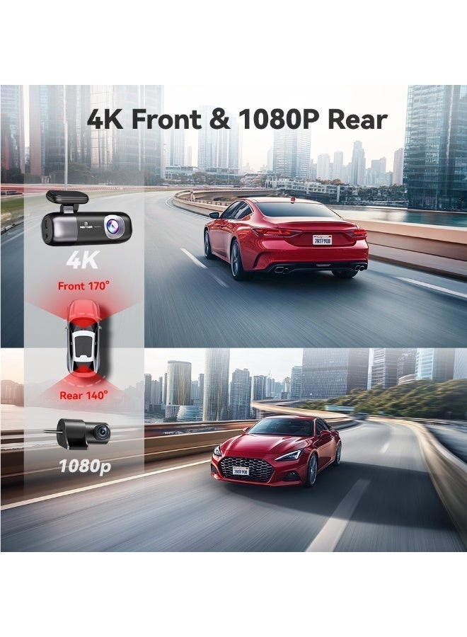 REDTIGER F9 Dash Cam 4K Front and Rear 1080P, Dual Camera for Cars, Night Vision, GPS, Built-in 5G WiFi, Dashcam with App Control, Parking Monitor - Image 2