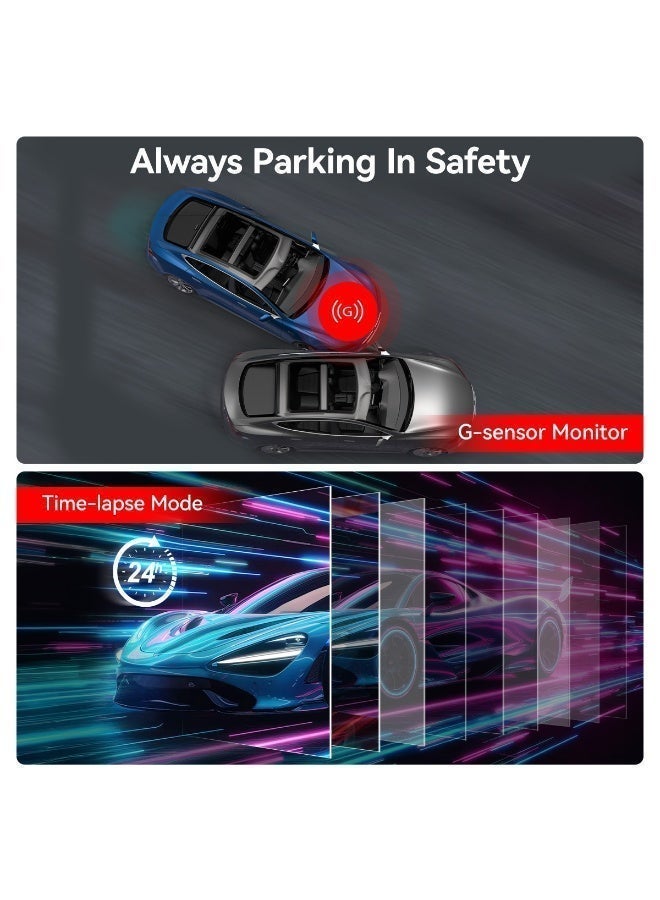 REDTIGER F9 Dash Cam 4K Front and Rear 1080P, Dual Camera for Cars, Night Vision, GPS, Built-in 5G WiFi, Dashcam with App Control, Parking Monitor - Image 4
