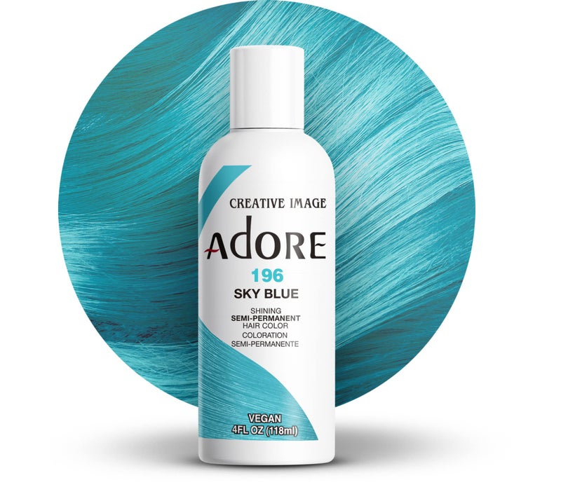 Adore Semi Permanent Hair Color (196 Sky Blue) | Vegan & Cruelty-Free Blue Hair Dye | No Ammonia, No Peroxide, No Alcohol | 4 Fl Oz - Image 1