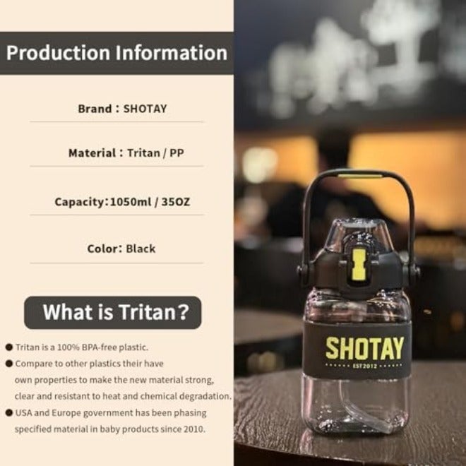 SHOTAY Sports Water Bottles 1L/1.5L/2L With USA Tritan Material 100% BPA Free And Leakproof, Half Gallon Gmy Water bottle for School, Fitness And Outdoor  Sports. - Image 4